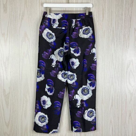 J.Crew Floral Patio Pants Cropped Black Blue Purple Size 0 NWT - Picture 5 of 5